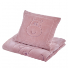 Set pernuta BabyJem Hippo Pink si paturica din plus