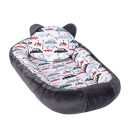 Baby Nest multifunctional cu doua tipuri de material Velur Grey Cars