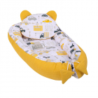 Baby Nest multifunctional cu doua tipuri de material Velvet Yellow Cit