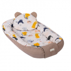 Baby Nest multifunctional cu doua tipuri de material Velur Beige Cats