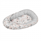 Salteluta 3 in 1 Baby Nest multifunctional din bumbac Flowers Gray