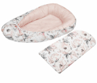 Salteluta 3 in 1 Baby Nest multifunctional din bumbac Flowers Pink