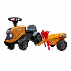 Tractor Falk cu pedale pentru copii cu remorca paleta si lopata portoc