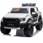 Masinuta electrica cu roti din cauciuc Ford Raptor Police alb