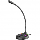 Microfon GK55 Plug amp Play USB Omnidirectional iluminat RGB Negru