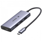 Cablu de date CM500 4 porturi USB C 3x USB 3 0 1x HDMI 2 1 8K Gri