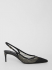 Mesh and patent leather slingback