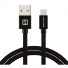 Cablu de date USB Type C Textil 2m Negru