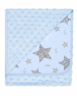 Paturica cu doua fete Minky si bumbac 80x90 cm Blue Stars