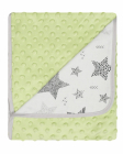 Paturica cu doua fete Minky si bumbac 80x90 cm Green Stars