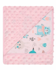 Paturica cu doua fete Minky si bumbac 80x90 cm Pink Bear