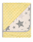 Paturica cu doua fete Minky si bumbac 80x90 cm Yellow Stars