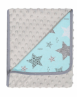 Paturica cu doua fete Minky si bumbac 80x90 cm Grey Stars