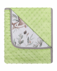 Paturica cu doua fete Minky si bumbac 80x90 cm Green Forrest