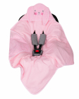 Paturica de infasat cu urechiuse pentru scaun auto Pink Rabbit