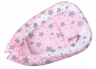 Baby Nest 3 in 1 din bumbac cu salteluta si pernuta inclusa Pink Stars