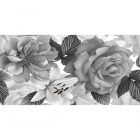 Faianta decorativa Lucinda Flower lucioasa cu model floral alb negru d