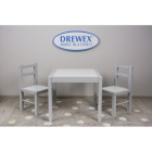 Set masa cu doua scaune Drewex alb cu gri pentru copii
