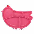 Tavita compartimentata Innobaby din silicon cu ventuza Chicken Pink
