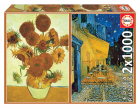 Puzzle 2x1000 piese Vincent Van Gogh Sunflowers and Cafe Terrace at Ni