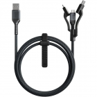 Cablu de date Kevlar USB Type C Lightning Micro USB 1 5m Negru