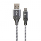 Cablu de date Premium Cotton Braided USB C Lightning 1m Grey White
