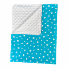 Paturica bebe dubla bumbac mincky pufos 75x95 cm stelute pe Turquise