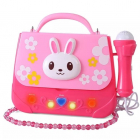 Microfon de jucarie portabil cu gentuta Boombox roz Model Bunny