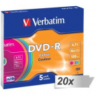 Mediu de Stocare 20x5 DVD R 4 7GB Colour 16x Speed Slim Case