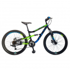 Bicicleta Mtb Polar Flash Full Suspension 26 inch Negru Albastru Verde