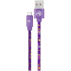 Cablu de date Graffiti USB USB C 1m Purple