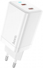 Incarcator retea Hoco GaN N23 Starlight 2x USB C 45W alb tehnologia Qu