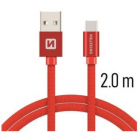 Cablu de date USB Type C Textil 2m Rosu