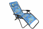 Sezlong scaun camping cu tetiera din panza cu model pestisori albastru