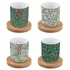 Set 4 cesti cu farfurie Bamboo Floral Fantasy