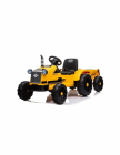 Tractor electric cu remorca pentru copii galben