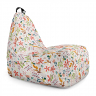 Fotoliu Puf Bean Bag tip Chill XL alb cu flori multicolore