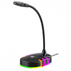 Microfon GK58B USB Plug amp Play Omnidirectional Iluminat RGB Negru