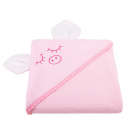 Qmini Prosop cu gluga cu urechi Din bumbac 80x80 cm Pink Piggy