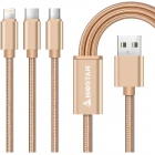 Cablu Micro USB USB Type C Lightning 120cm Auriu