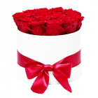 Aranjament floral Trandafiri parfumati de sapun in cutie alba Luxury M