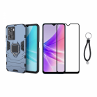 Set protectie 2 in 1 pentru Oppo A57s 4G cu husa hybrid antisoc cu sta