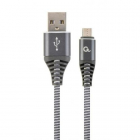 Cablu de date Premium cotton braided USB 2 0 MicroUSB 1m Grey White