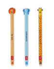 Set 3 pixuri cu radiera Leu Elefant Girafa