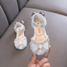 Pantofi argintii cu strasuri si pietricele Princess