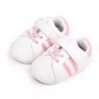 Adidasi albi cu dungi roz pentru bebelusi