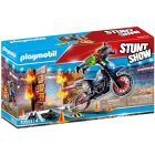 Set Stunt Show Playmobil Motocicleta cu Perete de Foc