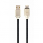 Cablu de date Premium rubber USB 2 0 Lightning 2m Black Gold