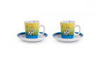 Set 2 cesti cu farfurie Le Casette Blue