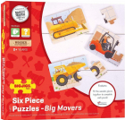 Puzzle Set 3 puzzle din lemn 18 piese Vehicule pentru santier